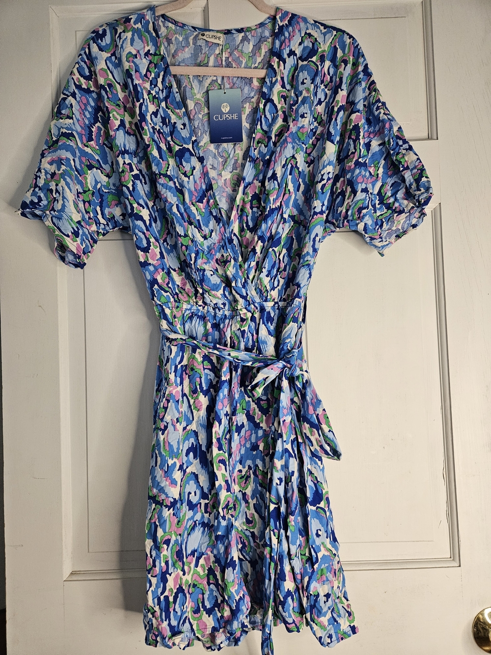 Cupshe Blue Multi Floral Wrap Romper .vacation Wear #231